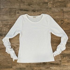 FREE PEOPLE NWOT Intimately shirred white tee LG